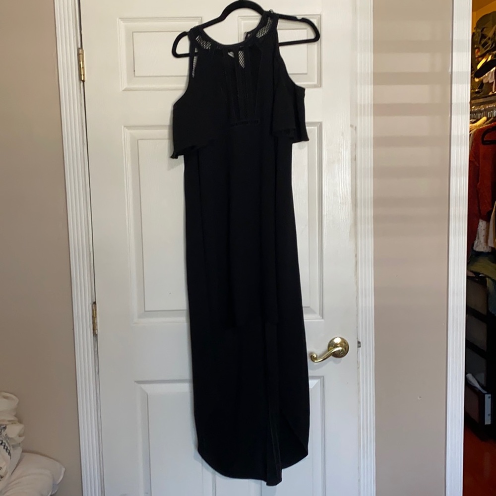 BCBG black asymmetric dress